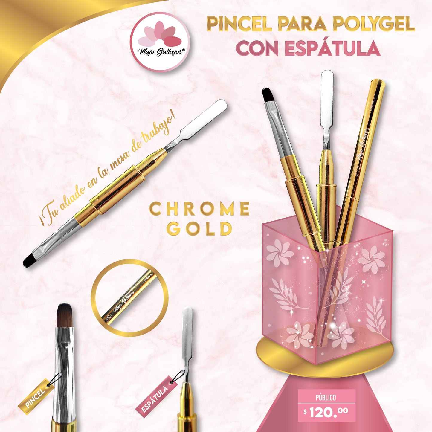PINCEL PARA POLYGEL CON ESPÁTULA MAJO GALLEGOS