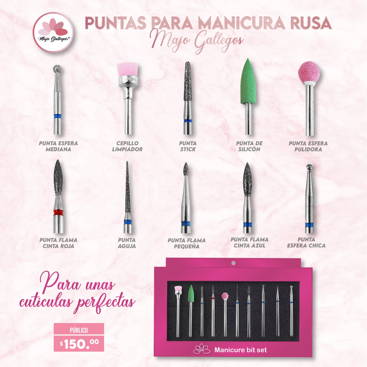 SET DE PUNTAS PARA MANICURA RUSA MAJO GALLEGOS